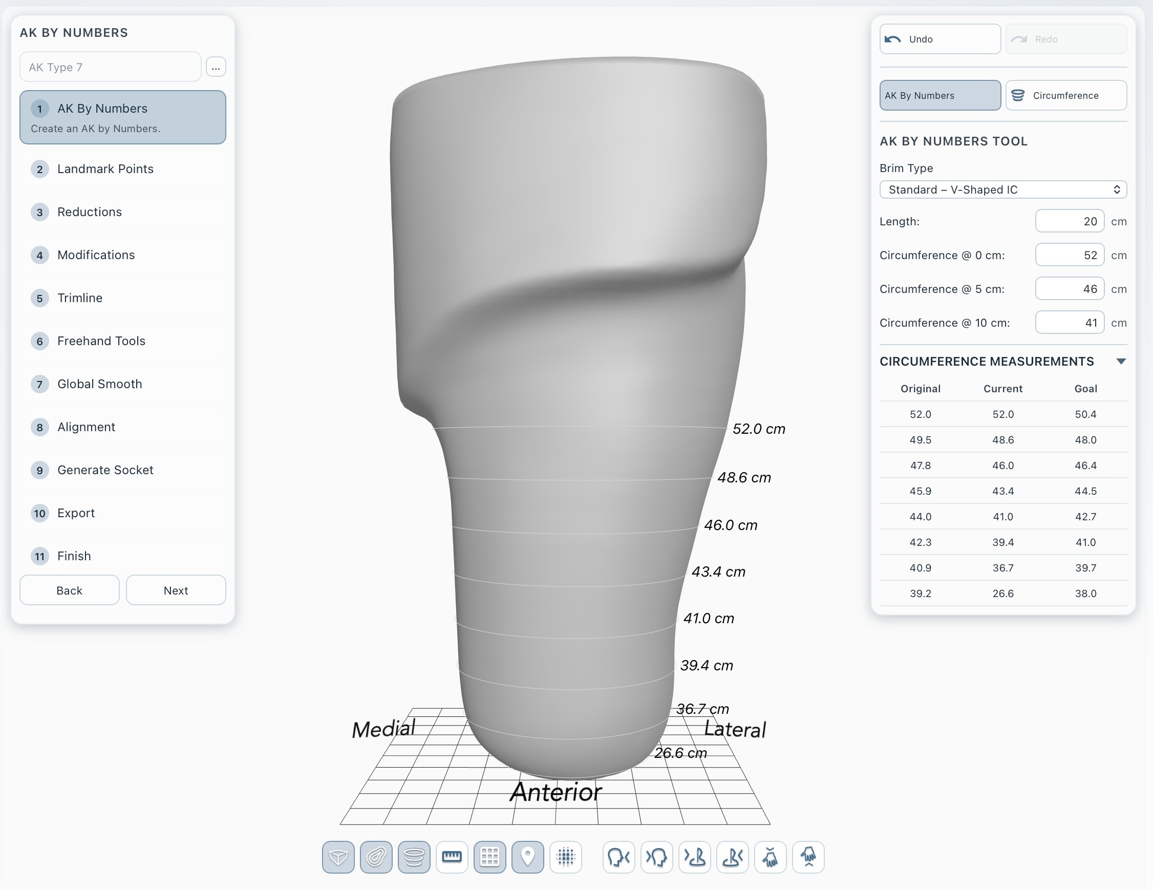 AK by Numbers measurement workflow interface
